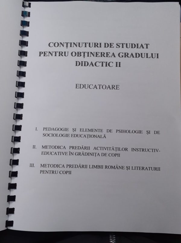 Gradul didactic II Educatoare